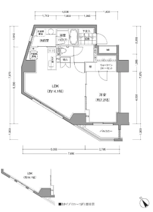 JP noie 小石川富坂(旧小石川富坂レジデンス) 8階 1LDKの間取り