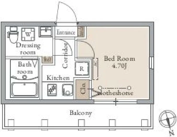 ＬｉｖｅＦｌａｔ千駄木（ライブフラットセンダギ） 5階 1Kの間取り