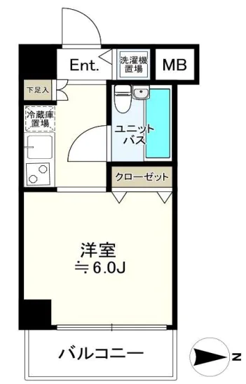 菱和パレス飯田橋 4階 1Kの間取り