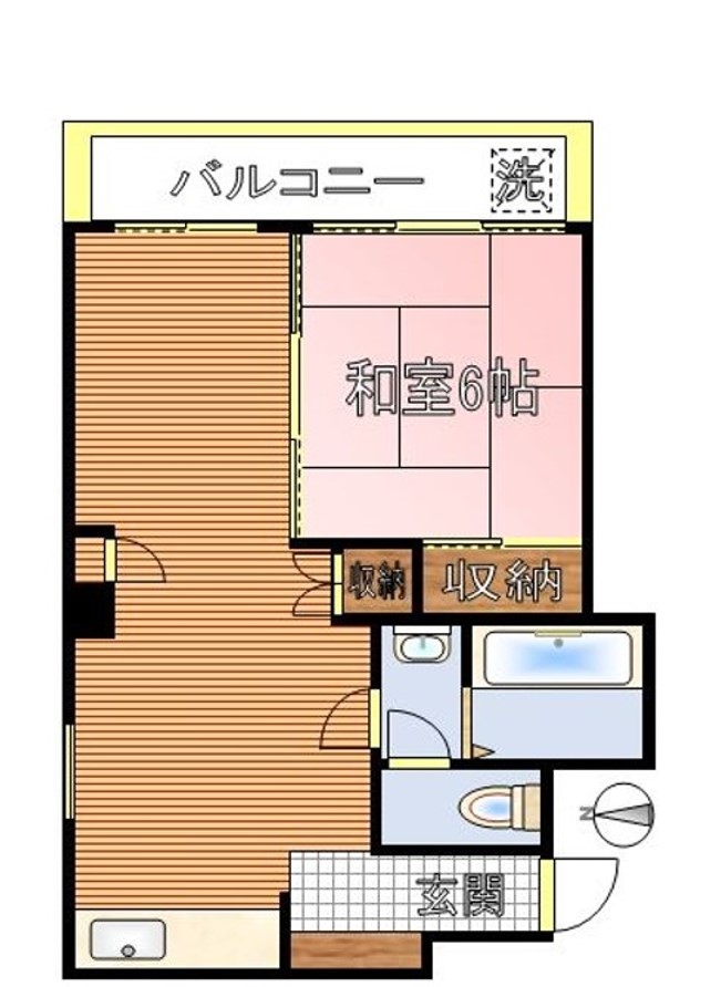 神楽坂マンション 4階 1LDKの間取り