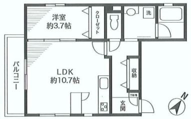 レガート飯田橋 3階 1LDKの間取り