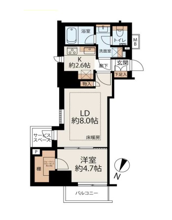 パークリュクス本駒込ステーションプレミア 8階 1LDKの間取り