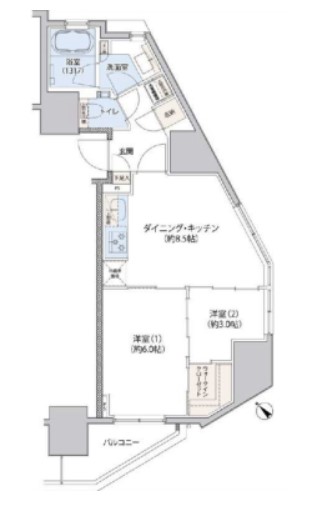 レジディア文京小石川Ⅱ（旧クレヴィアリグゼ小石川） 14階 2DKの間取り
