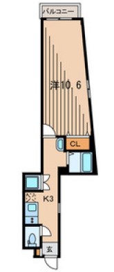 【築浅】ヴィレクラ飯田橋 4階 1Kの間取り