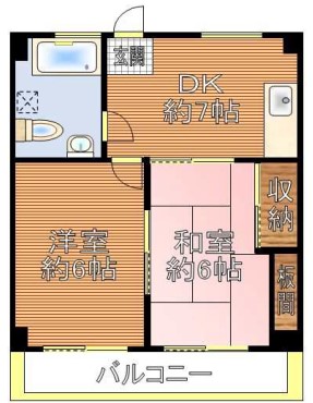 千石メーゾン 3階 2DKの間取り