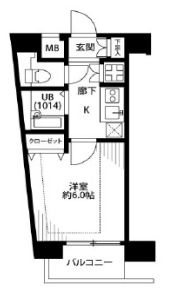 プレール・ドゥーク文京本駒込 10階 1Kの間取り