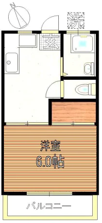 中沢ビル 3階 1Kの間取り