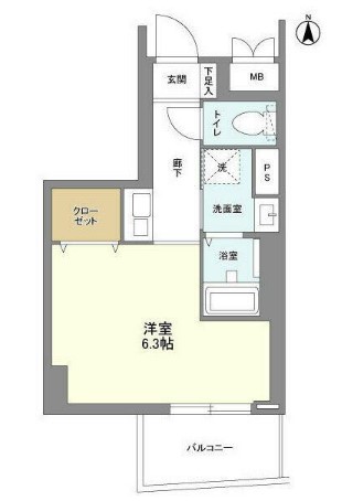 アルモニー御茶ノ水 13階 1Rの間取り