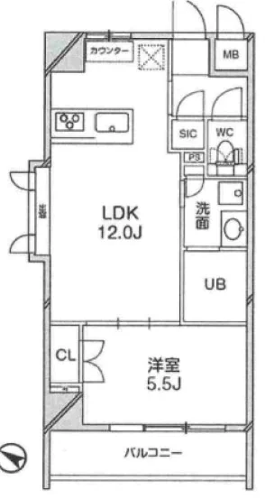 エルスタンザ文京千駄木 6階 1LDKの間取り