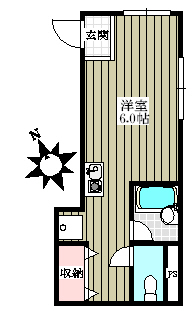 ハートフル上動 3階 1Rの間取り