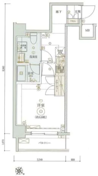 リヴシティ東大前 5階 1Kの間取り