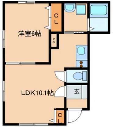 プリモ本郷 1階 1LDKの間取り