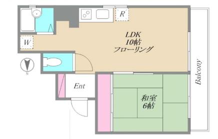 永功ハイヴ本郷 9階 1LDKの間取り