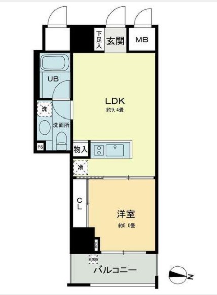 ベルファース本郷弓町 4階 1LDKの間取り