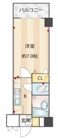 OLIO湯島【オリオ湯島】 4階 1Kの間取り