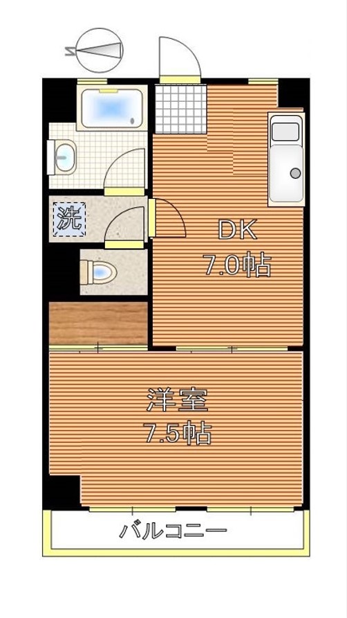 ハイツ熱海 3階 1DKの間取り