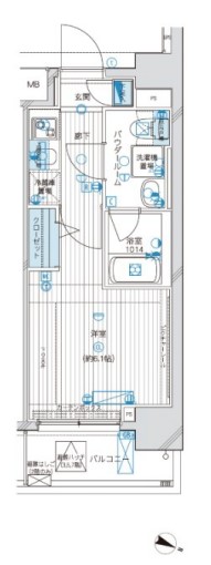 メインステージ白山Ⅱ 3階 1Kの間取り