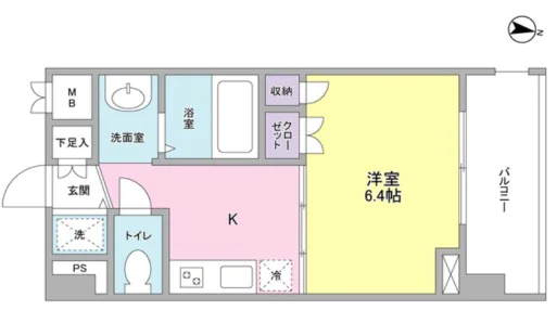 グリーチネ元町 5階 1Kの間取り