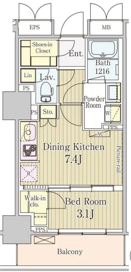 パークアクシス御茶ノ水 3階 1DKの間取り
