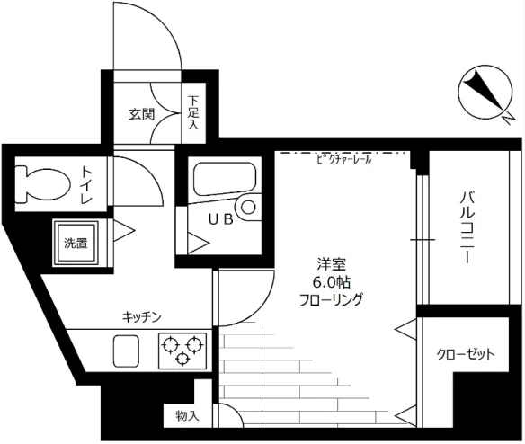 ステージファースト白山 11階 1Kの間取り