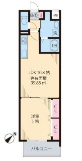 ソレアード茗荷谷 4階 1LDKの間取り