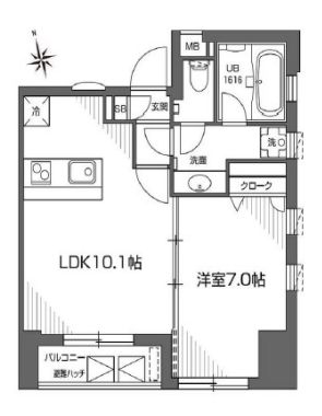 グランアセット早稲田 9階 1LDKの間取り