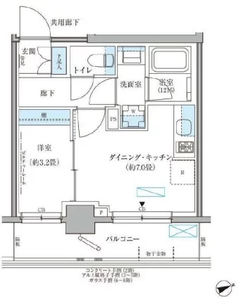 【新築】パークアクシス文京本郷 5階 1DKの間取り