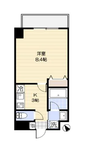 ヴァンクール 1階 1Kの間取り