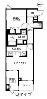 カーザビアンカ 12階 1SLDKの間取り