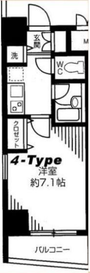 ユニオネスト御茶ノ水 6階 1Kの間取り