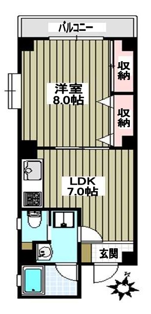 ラフィネ小石川 3階 1DKの間取り