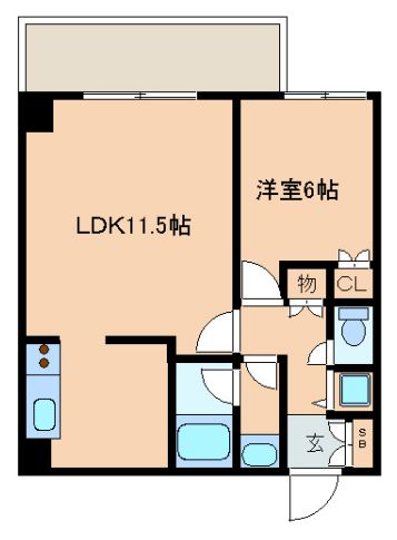 レジディア文京音羽 2階 1LDKの間取り