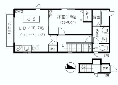 ポポラーレ雑司が谷 2階 1LDKの間取り