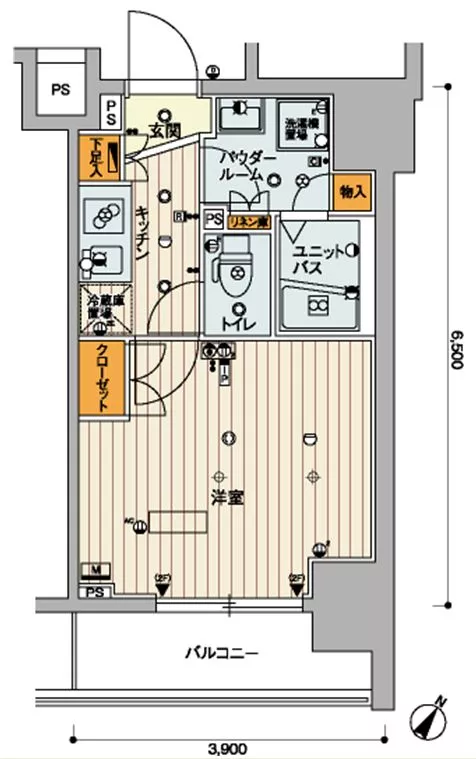 スカイコートパレス東大前 6階 1Kの間取り