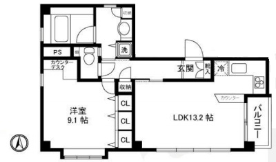 お茶の水ビュー 2階 1LDKの間取り