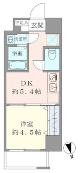 ＣＡＳＡ　ＥＳＴ　ＣＯＲＴＡ（カーサエストコルタ） 5階 1DKの間取り