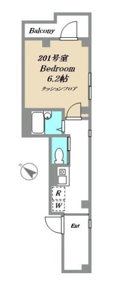 ヴィオラ東大前 2階 1Kの間取り