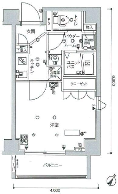 スカイコート文京新大塚 4階 1Kの間取り