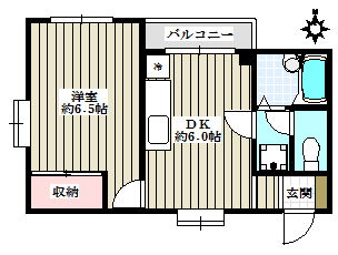 ロジュマン・千駄木 2階 1Kの間取り