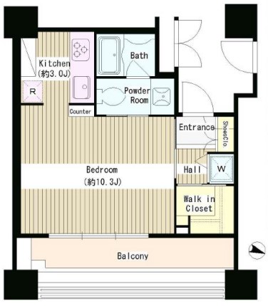 ＴＨＥ　ＴＯＷＥＲ　ＫＯＩＳＨＩＫＡＷＡ　(ザ・タワー小石川） 2階 1Rの間取り