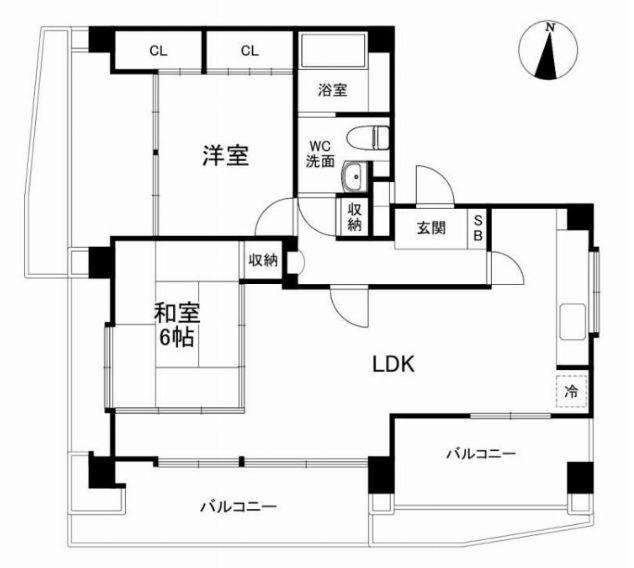 フロムファーストビル 7階 2LDKの間取り