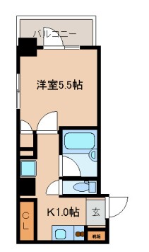レジディア文京湯島Ⅱ 3階 1Kの間取り