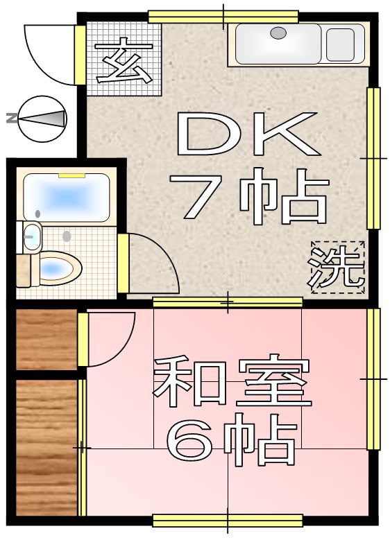 長井ハイツ 2階 1DKの間取り