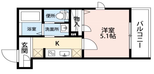 コンコード千駄木 2階 1Kの間取り