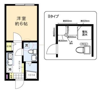 アージュドール白山 2階 1Kの間取り