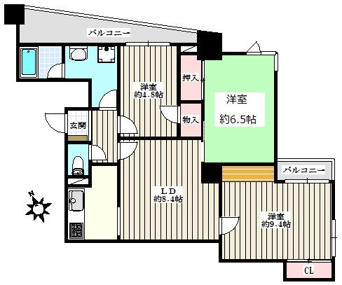 帝金ビル 5階 3LDKの間取り