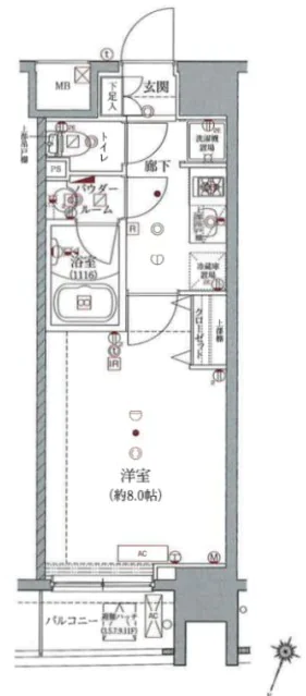 アルテシモ ルーナ 8階 1Kの間取り