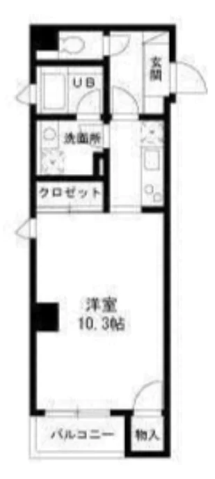 セントレジスM 2階 1Kの間取り