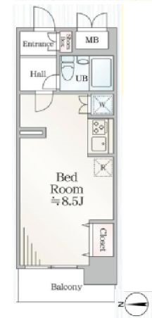 メゾン文京関口 9階 1Rの間取り