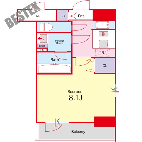 アヴェニールホンゴウ 3階 1Kの間取り
